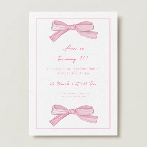 "Pretty in Pink" Customizable Invitation