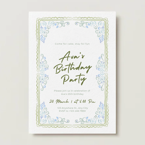 "Vintage Blooms" Customizable Invitation