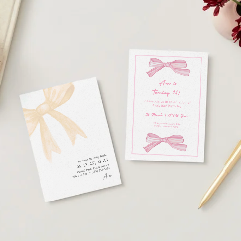 "Golden Bow Moments" Customizable Invitation