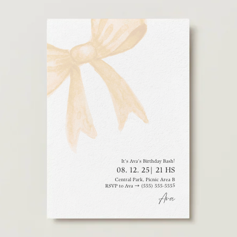 "Golden Bow Moments" Customizable Invitation